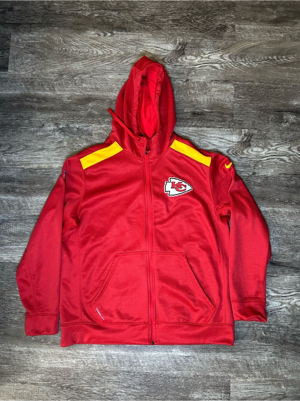 Nike Kansas City Chiefs Therma-Fit Full-Zip Hoodie Size XL Red
